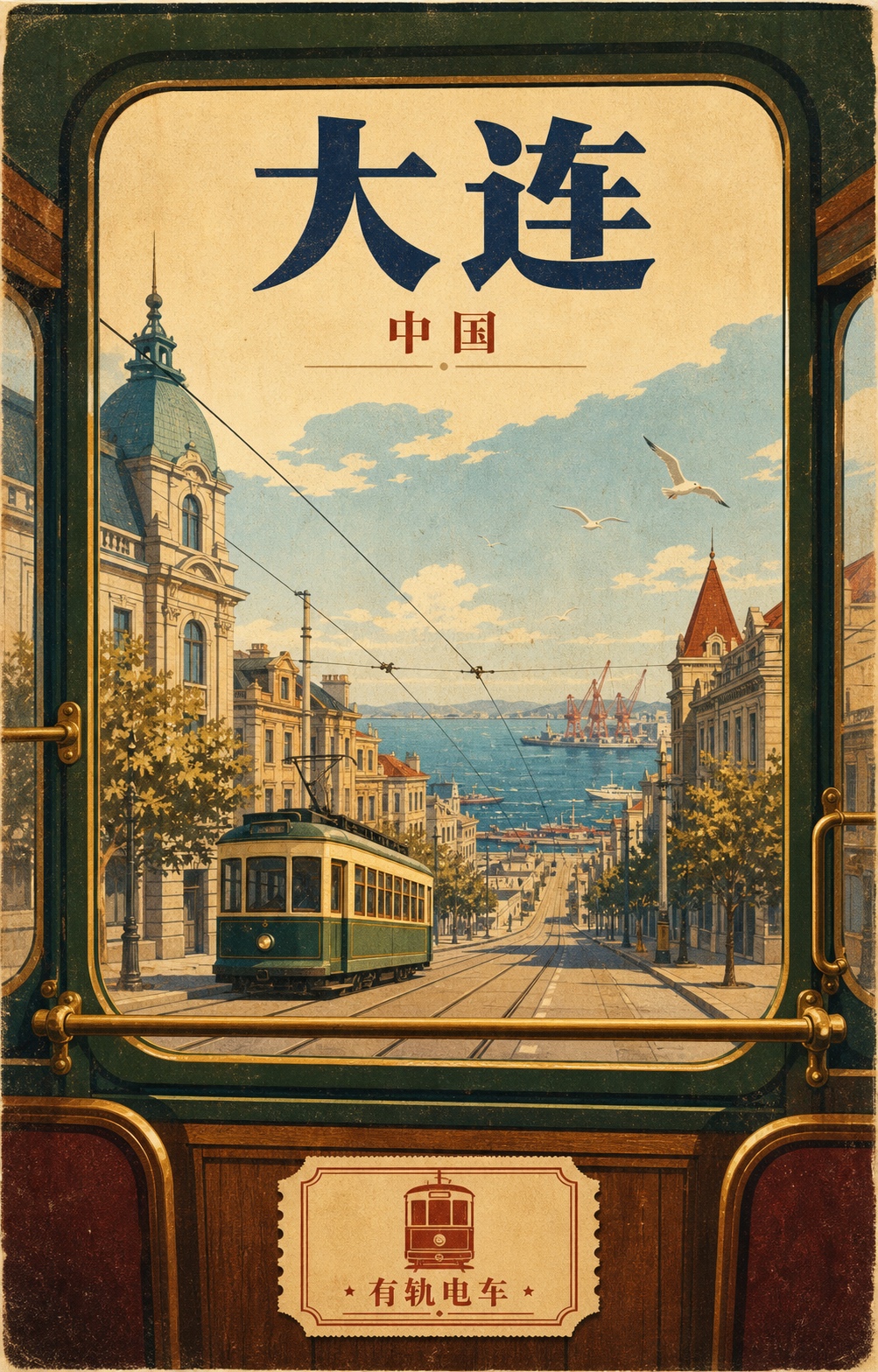 从车窗看城市:四段复古旅行海报,作品 3